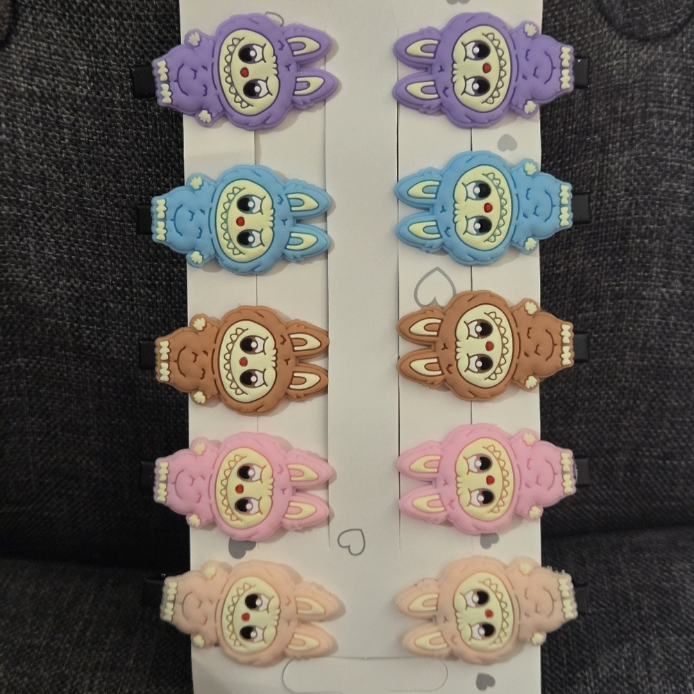 Set Of 3 Colorful Labubu Hair Clips